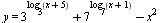y = `+`(`^`(3, log[3](`+`(x, 5))), `^`(7, log[7](`+`(x, 1))), `-`(`*`(`^`(x, 2))))