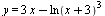 y = `+`(`*`(3, `*`(x)), `-`(`*`(`^`(ln(`+`(x, 3)), 3))))