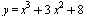 y = `+`(`*`(`^`(x, 3)), `*`(3, `*`(`^`(x, 2))), 8)