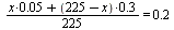 `*`(`+`(`*`(0.5e-1, `*`(x)), `*`(`+`(225, `-`(x)), .3)), `/`(1, 225)) = .2